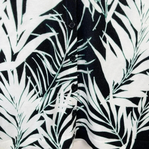 Talbots Tropical Leaf Fern Short Sleeve Button Sweater - Picture 11 of 16